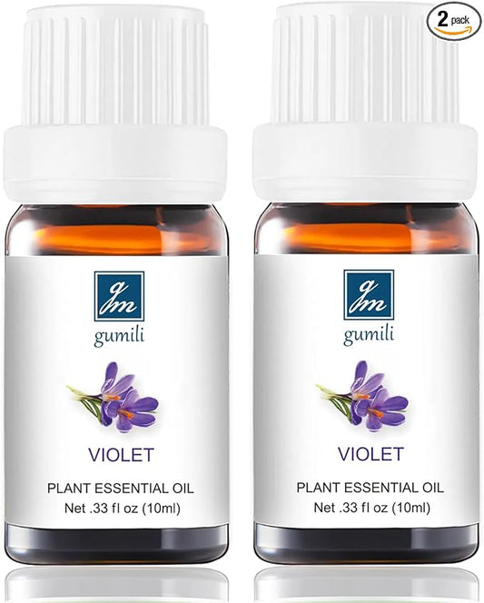 GM Gumili Violet Essential Oil Fragrance Oil - Natural Perfume for Aromatherapy, Perfume Making, Candles, Soap, Room Spray, Diffuser Blends - Pure Fragrance, 10mL Undiluted - Pack of 2