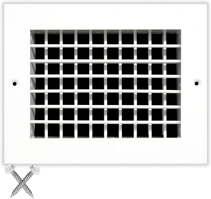 12"w X 10"h Aluminum Double Deflection Adjustable Air Supply HVAC Diffuser - Full Control Vertical/Horizontal Airflow Direction - Vent Duct Cover [Outer Dimensions: 13.6"w X 11.6"h]