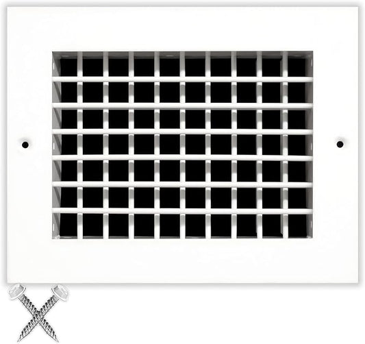 12"w X 10"h Aluminum Double Deflection Adjustable Air Supply HVAC Diffuser - Full Control Vertical/Horizontal Airflow Direction - Vent Duct Cover [Outer Dimensions: 13.6"w X 11.6"h]