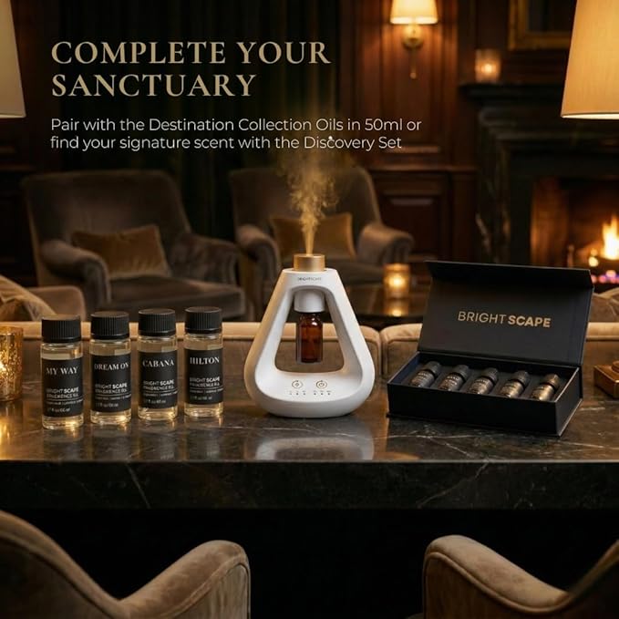 Apex Starter Set — Waterless Aromatherapy Diffuser + 2 Fragrance Oils | Cold Air Nebulizing | Cabana & My Way 0.33 fl oz| No Water No Heat | Pristine White