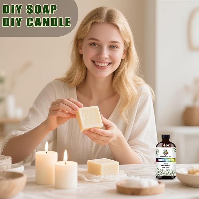 Eucalyptus Essential Oil - GV77ZF Eucalyptus Oils for Diffusers, Humidifiers, DIY Candles, Soap, Cleaning, Home, Office, Yoga, Massage, Gifts - 4 fl oz (120 ml)