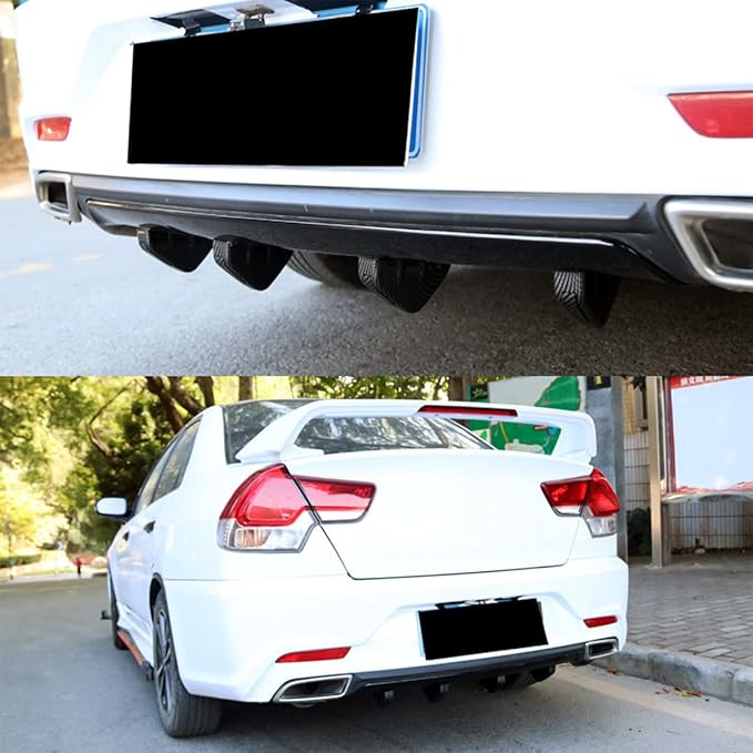 4pcs Car Rear Lower Bumper Wing Lip Diffuser, Anti-Crash Accessories Spoiler Shark Fin Protector, Rear Bumper Splitter Lip Wing with Screw, Universal Auto Decoration for Car SUV Truck