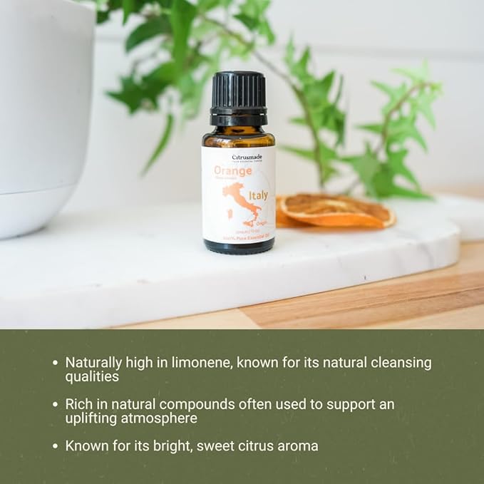 Orange Essential Oil - Direct from Citrusmade in Sicily- Aceite de Naranja Dulce for Home Care, Skincare $ Aromatherapy - Premium Therapeutic Grade (8oz)