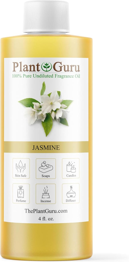 Jasmine Fragrance Oil 4 fl. oz. Scented Oil for DIY Soap Making, Candles, Bath Bombs, Body Butters. Used in Aromatherapy Diffusers, Burners and Warmers. Great Addition to Lotions and Creams.