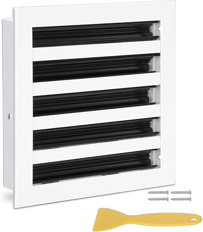 10x10 Modern AC Vent Cover (Duct Opening Cutout), Decorative White Air Vent, All Aluminium Standard Linear Slot Diffuser, Low Noise - Register Grille for Ceiling, Walls & Floors