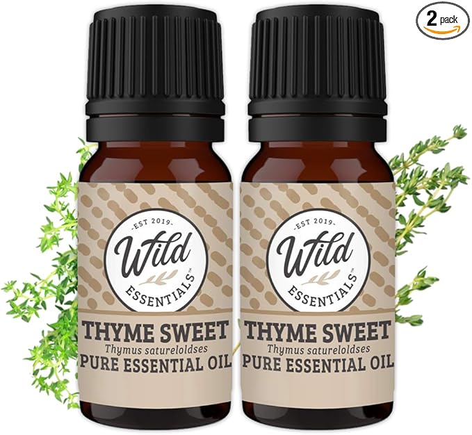 Wild Essentials Thyme Sweet 100% Pure Essential Oil 2 Pack - 10ml, Therapeutic Grade, Made and Bottled in the USA