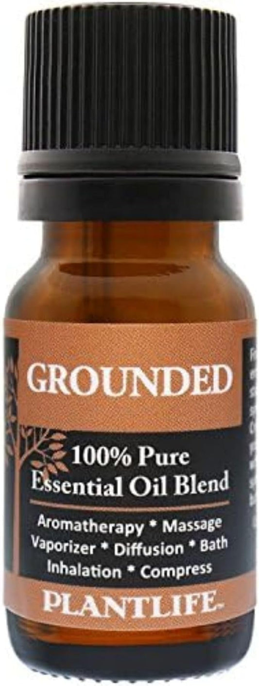 Plantlife Grounded Aromatherapy Essential Oil Blend - Straight from The Plant 100% Pure Therapeutic Grade - No Additives or Fillers - Made in California 10 ml