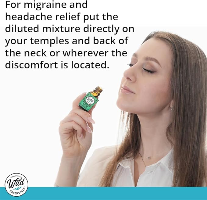 Wild Essentials Migraine Relief 100% Pure Essential Oil Synergy Blend 2 Pack 10ml, Formula for migraine Headaches, Pain, Congestion, stuffy Nose, Cold, Made in The USA
