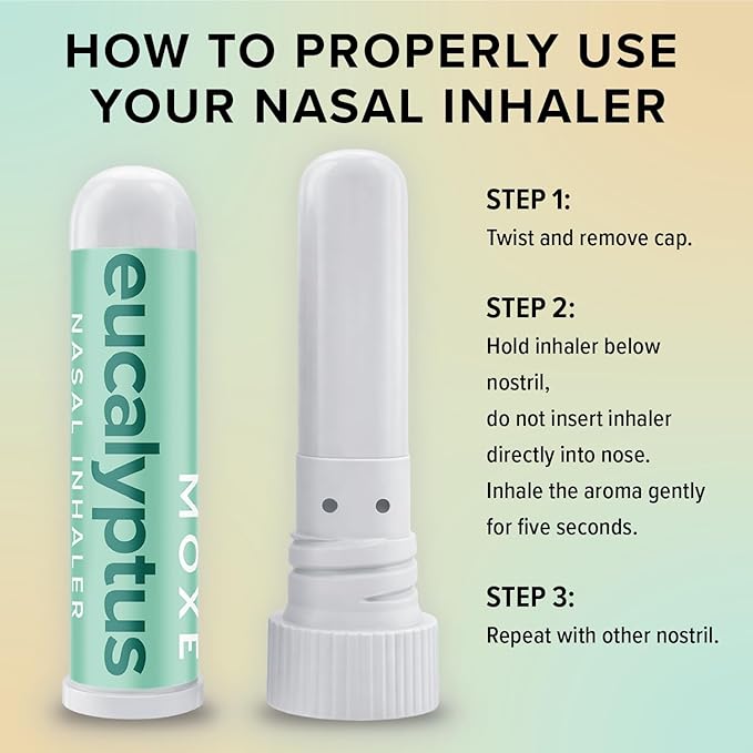 MOXĒ Eucalyptus Essential Oil Nasal Inhaler, Sinus & Congestion Relief, Daily Relaxation, Stress Relief, Therapeutic No-Mess Aromatherapy, Pure and Natural, Made in USA (1 Pack)