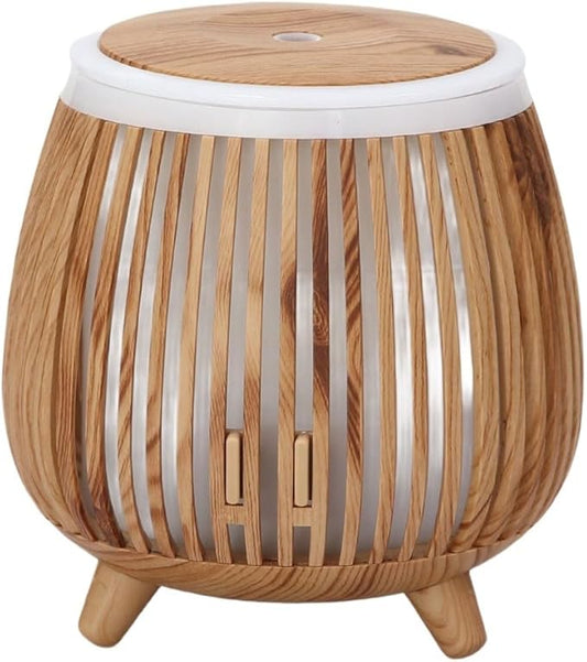 Humidifier and Essential Oil Diffuser with LED Mood Lighting, Low Noise, Auto Shut-Off, Compact USB Powered Aroma Air Freshener(Light wood grain)