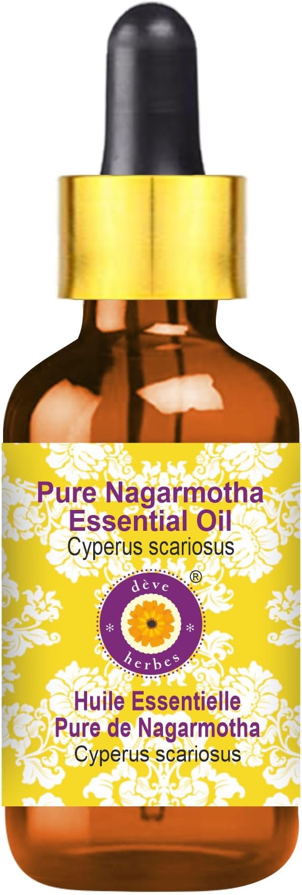 dève herbes Nagarmotha Essential Oil (Cyperus scariosus) with Glass Dropper | Pure | Non-Sticky | Non-Greasy | Lightweight | Men & Women | All Skin Types | Steam Distilled 30ml (1 oz)