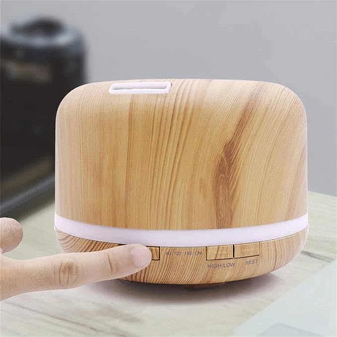 Premium 500ML Essential Oil Diffuser Aromatherapy Humidifier Large Capacity Coverage Area for Home Room Office Long Run Timer Lights Kids Baby Wood Grain
