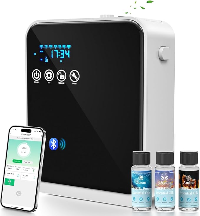 Waterless Essential Oil Diffuser,Hotel Home Aromatherapy Scent Diffuser with Smart APP & Touch Screen,250ml Capacity,1500 sq.ft Coverage|Large Room Oil Diffusers for Hotel Collection