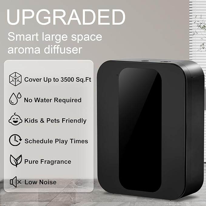 Hotel Scent Diffuser Kit, Includes 2 Premium Oils, House Scent Machine, 500ml Large Capacity Aromatherapy Machine, Cover 3500 Sq.Ft, Waterless Essential Oil Diffusers for Home Large Room, Office-Black