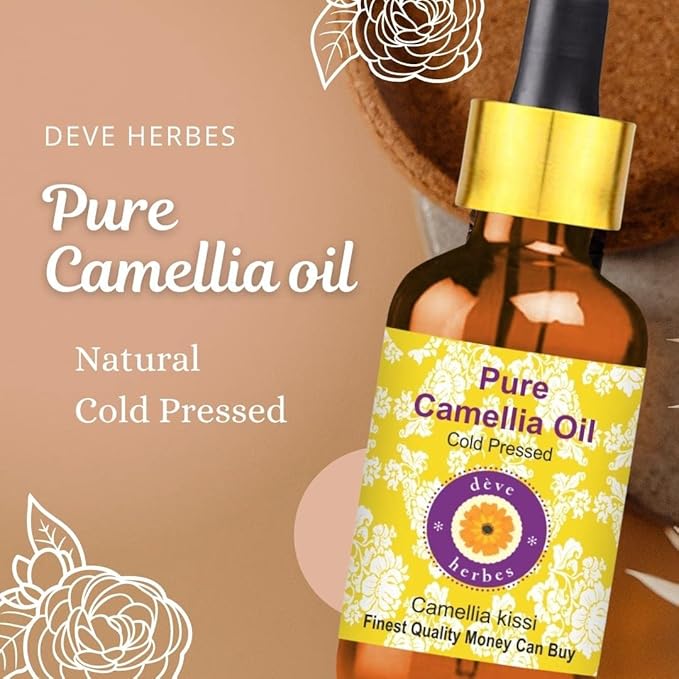 Deve Herbes Pure Camellia Oil (Camellia kissi) Cold Pressed 100ml (3.38 Oz)