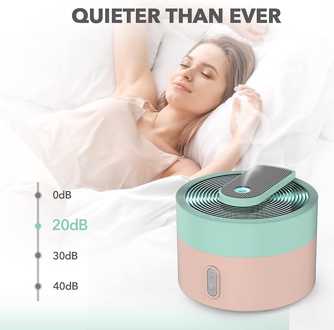 DAROMA Aromatherapy Diffuser, 220ML Cool Mist Humidifier, 7 Color Lights, 2 Mist Modes, Whisper-Quiet, USB Type-C Charger, Cyan-Pink