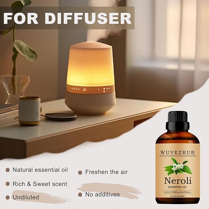 Neroli Essential Oil, 60ML Pure and Natural for Aromatherapy Diffuser - 2 Fl Oz