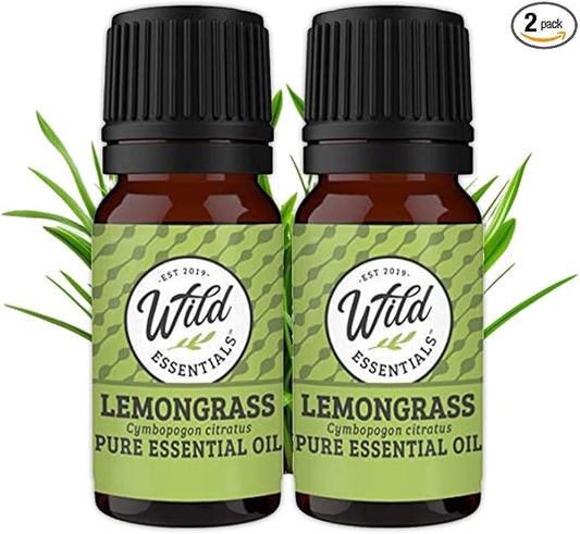 Wild Essentials Lemongrass 100% Pure Essential Oil 2 Pack - 10ml, All Natural, No additives