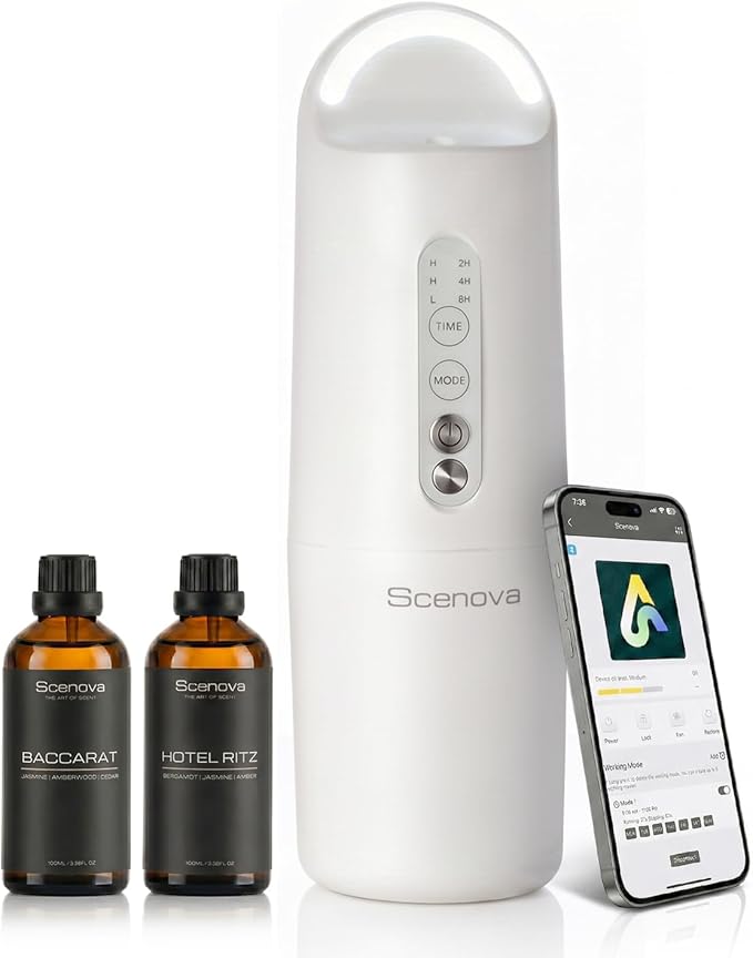 Pulse, Plug in Waterless Scent Diffuser Starter Kit. Ritz, Baccarat Oil Included. 1000 sq ft Coverage. Cold Air, Waterless, Touch Panel Controls and Bluetooth, Aromatherapy for Home.