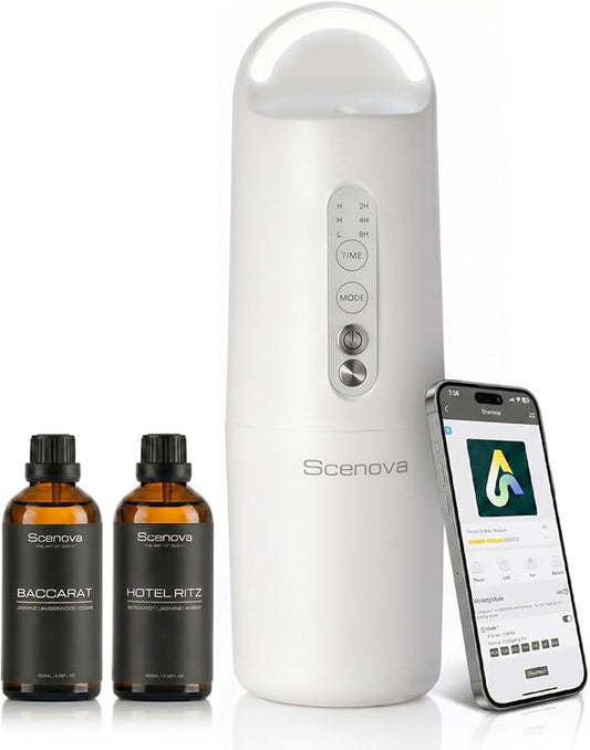 Pulse, Plug in Waterless Scent Diffuser Starter Kit. Ritz, Baccarat Oil Included. 1000 sq ft Coverage. Cold Air, Waterless, Touch Panel Controls and Bluetooth, Aromatherapy for Home.