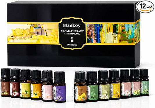 12 Pack Essential Oils Gift Set, Premium Fragrance Essential Oils for Diffuser, Air Purifier, Humidifiers, Essential Oil Scent Aromatherapy Oils for Relaxation, Travel, Sleep & Mood, 10ml / 0.34fl.oz