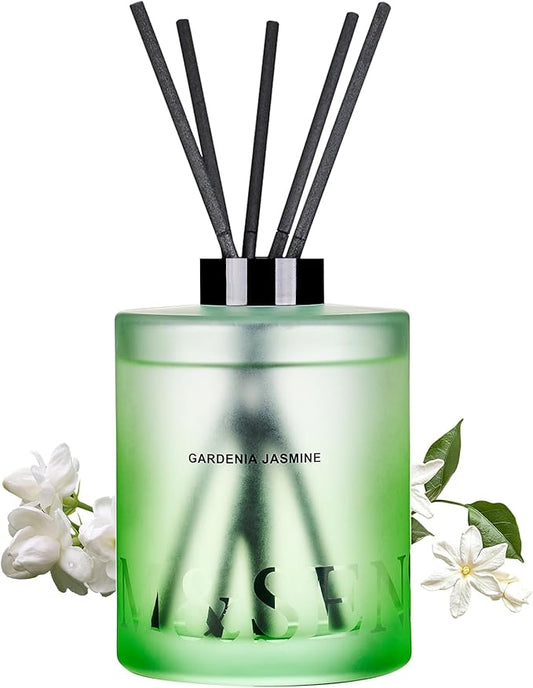 M&SENSE Gardenia Jasmine Reed Diffuser Set - 16.9 fl oz Large Room Scented Diffuser with Sticks, Long-Lasting Non-Toxic Home Fragrance Gift for Bedroom, Bathroom & Office