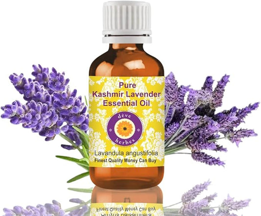 dève herbes Kashmir Lavender Essential Oil (Lavandula angustifolia) Pure | Non-Sticky | Non-Greasy | Lightweight | Men & Women | All Skin Types | Steam Distilled 5ml (0.16 oz)