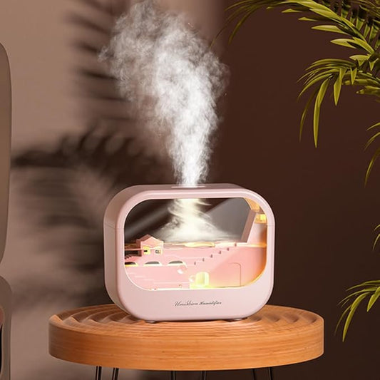 Essential Oil Diffuser, Cute Humidifier with 7 LED Light Colors, Waterless Auto Shut-Off & Timer Setting Cool Mist Humidifier Diffuser for Spa Home Yoga Office Bedroom(Pink)