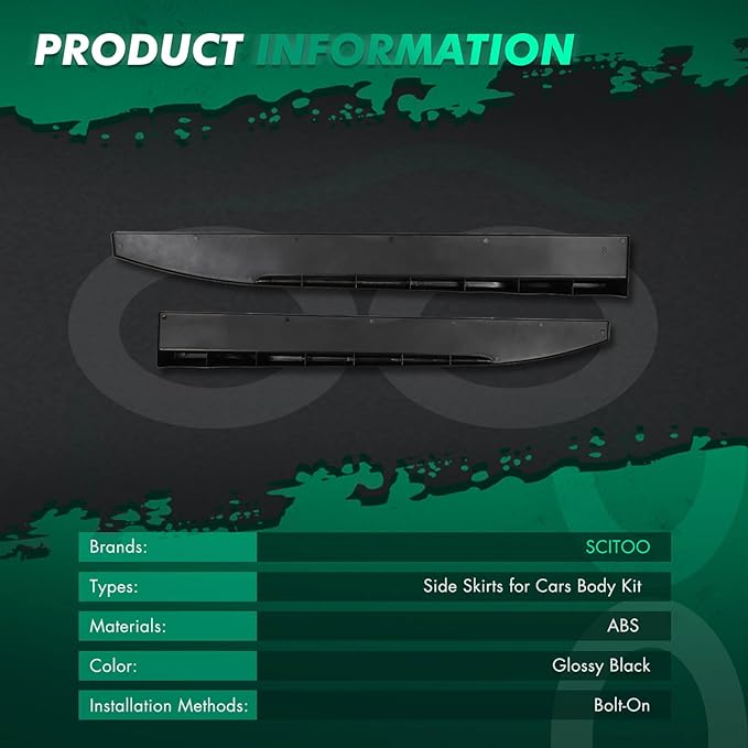 SCITOO Glossy Black Side Skirts for Cars Body Kit 31" x 4" x 3" Fits for Universal ABS Side Skirt