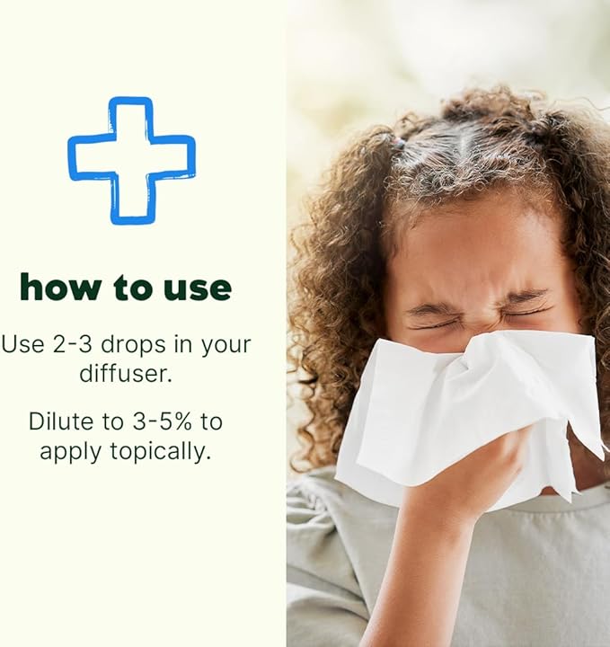 Plant Therapy Kids Sneezy Stop Essential Oil Blend 10 mL (1/3 oz) 100% Pure, Undiluted, for Respiratory Support, Congestion Relief, Seasonal Pollen Concerns