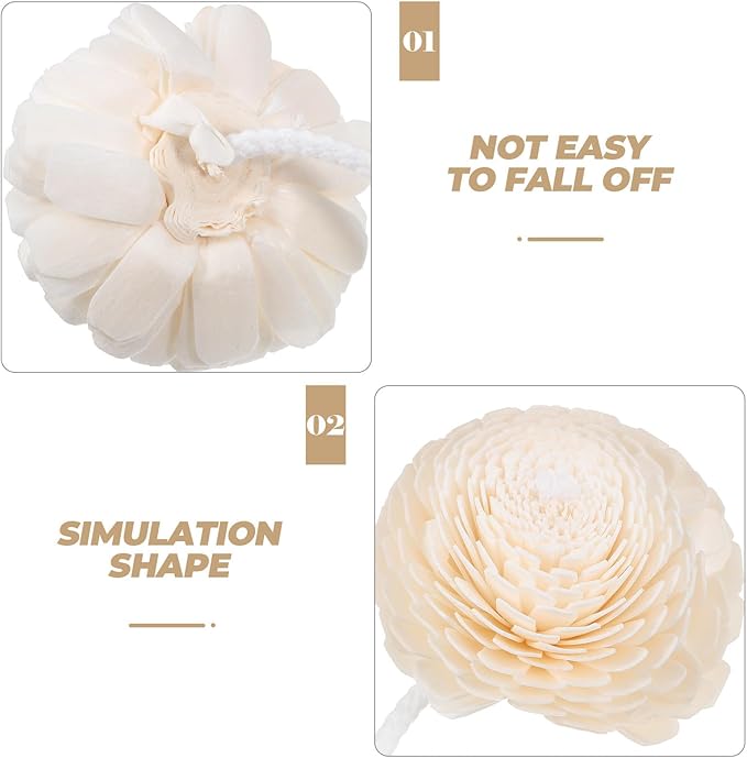 Aroma Bottle Diffusers 2pcs with Cotton Rope Small Artificial Flower Heads for Indoor Aromatherapy, Car and Bathroom Scent Diffuser Decoration