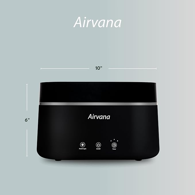 Airvana AquaFlame Ultrasonic Humidifier (.75L / .20 Gal) - Vibration Technology Humidifier with Essential Oil Diffuser – Tabletop Design for Personal Use, Dorm Rooms, & Desks - Taupe