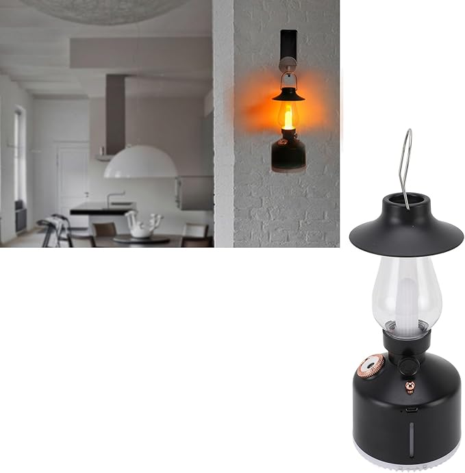 Vintage Humidifier, Essential Oil Diffuser, USB Rechargeable, Portable Lamp Humidifier, for Home Bedroom Camping (Black)