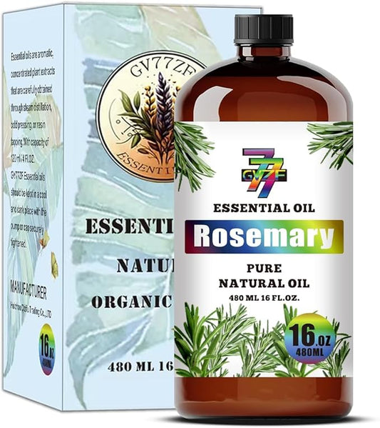Rosemary Essential Oil - GV77ZF Rosemary Oils for Diffusers, Humidifiers, DIY Candles, Soap, Cleaning, Home, Office, Yoga, Massage, Gifts - 16 fl oz (480 ml)