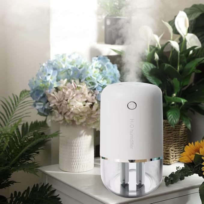 Cool Mist Humidifiers USB Desktop Humidifier with Night Light with 3 Mist Modes Low Energy Home Easy to Clean,for & Essential Oil Diffuser 360 Rotation Nozzle(Snowflake White)