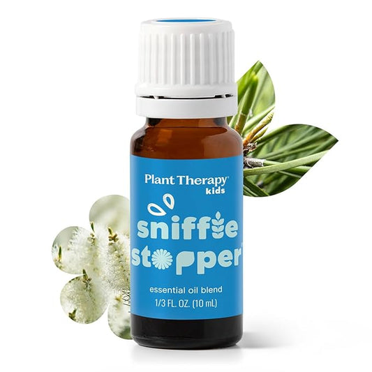 Plant Therapy Kids Sniffle Stopper Essential Oil Blend, 10 mL (1/3 oz), Respiratory Support Essential Oil Blend, Helps Clear Congestion, 100% Pure, Undiluted