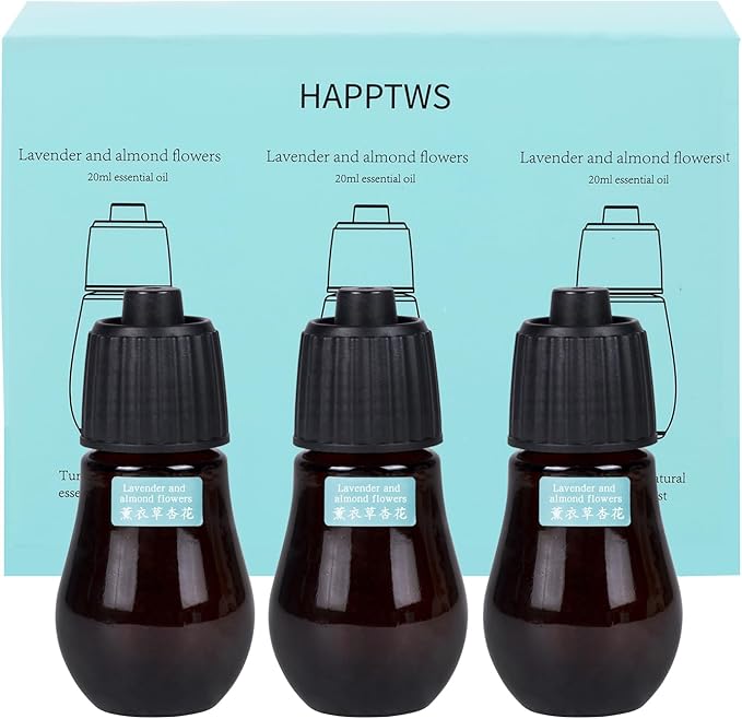 HAPPTWS 3-Pack Essential Oil Kit - Diffuser Oil Use to HAPPTWS Waterless Diffuser Almond Flower Lavender Blend Essential Oil