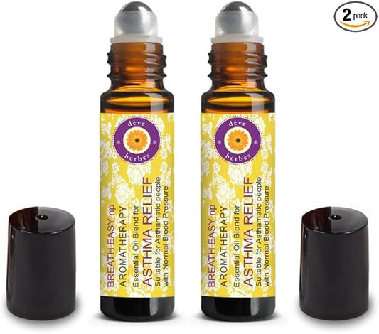Deve herbes Asthma Relief Breathe Easy HP Aromatherapy Essential Oil Blend (Pack of Two) 10ml X 2 (0.66 oz)