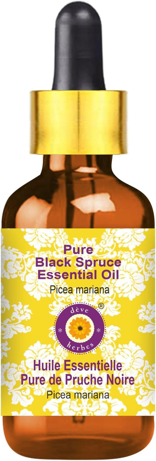 dève herbes Black Spruce Essential Oil (Picea Mariana) with Glass Dropper | Pure | Non-Sticky | Non-Greasy | Lightweight | Men & Women | All Skin Types | Steam Distilled 15ml (0.5 oz)