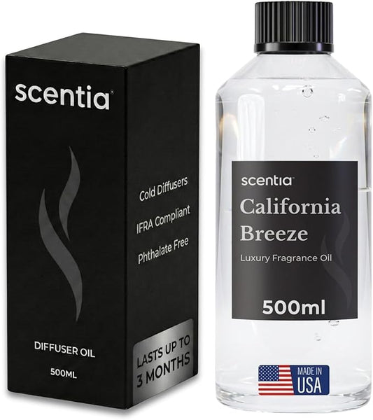 Scentia California Breeze Diffuser Oil for HVAC Scent Machine – Hotel Fragrance Inspired by Delano Beach Club – 500 mL – Orange, Green Tea & Jasmine Oil for Commercial & Cold Air Diffusers