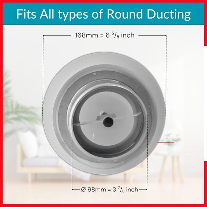 4 inch White Metal Diffuser - Adjustable Vent for Wall - Ceiling Duct Cover with Front Plate - Universal Valve for Exhaust an Supply Air - Round Ventilation Covers for Bathroom Kitchen Garage