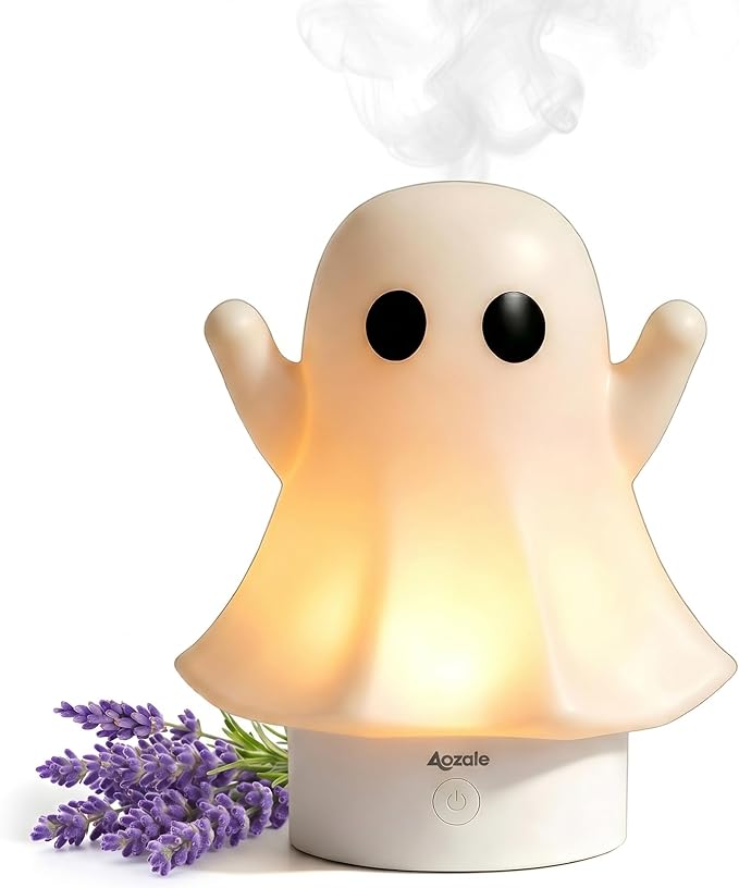 Aozale Cute Ghost Essential Oil Diffuser, 120ML Ultrasonic Cool Mist Mini Humidifier with 7-Color LED, Auto Shut-Off, Aromatherapy Diffuser for Home, Bedroom & Office, Ideal Gifts for Women & Kids