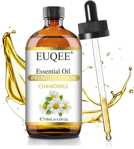 EUQEE Chamomile Essential Oil 118ml Pure Chamomile Oil Aromatherapy Essential Oil with Glass Dropper for Diffuser, Candle Making - 4 OZ