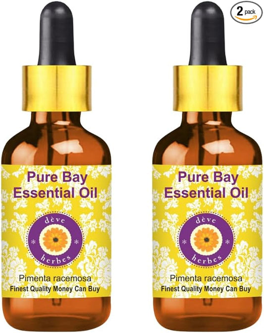 dève herbes Bay Essential Oil (Pimenta racemosa) Pure | Non-Sticky | Non-greasy | Lightweight | Men & Women | All Skin Types | Steam Distilled 50ml X 2 (3.38 oz)