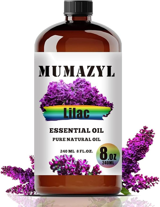 Lilac Essential Oil, Lilac Oil 8 Fl Oz 240ML for Diffuser Humidifier Yoga Cleaning DIY Candle Soap Making MUMAZYL Essential Oils