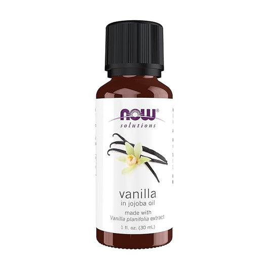NOW Foods Essential Oils, Vanilla Oil, Blend of Pure Vanilla Bean Extract in Pure Jojoba Oil, Sweet Aromatherapy Scent, Vegan, Child Resistant Cap, 1-Ounce