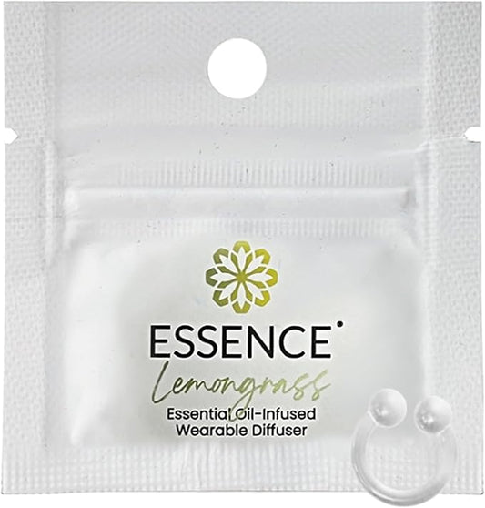 Essence Wearable Aromatherapy Nasal Diffuser – Lemongrass Essential Oil Nose Ring Silicone Inhaler for Stress & Mood Support - Made in USA & Travel-Friendly
