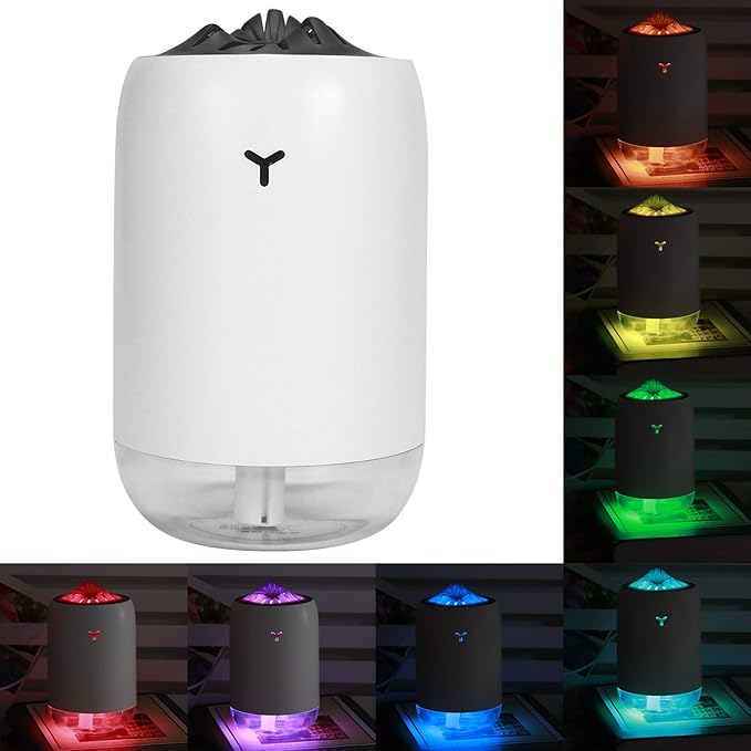 260ml USB Desktop Humidifier, Mini Air Diffuser with Night Light, Quiet Mist Humidifier for Home Office, One - Button Dual Mist Mode, Leak - Proof Design (White)