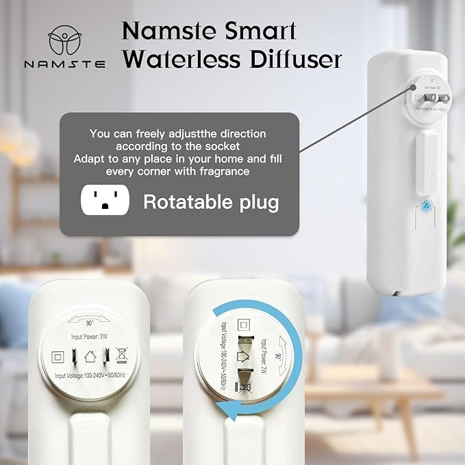 𝑷𝒍𝒖𝒈 𝑰𝒏 Essential Oil Waterless Diffuser - Home Scent Diffusers Starter Kit, Silent Mist Aroma Machine App Control Cold Air 800 Sq.ft Coverage,100ML Wall Aromatherapy for Bedroom,Bathroom