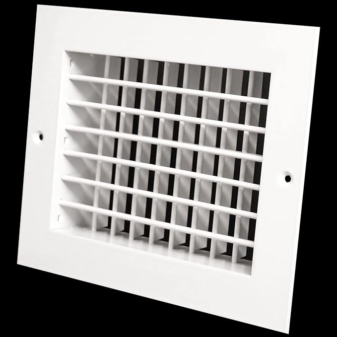 8"w X 4"h Aluminum Double Deflection Adjustable Air Supply HVAC Diffuser - Full Control Vertical/Horizontal Airflow Direction - Vent Duct Cover [Outer Dimensions: 9.6"w X 5.6"h]